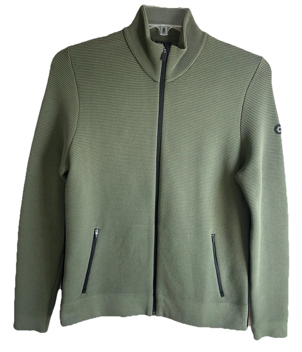 Newland Italy Alpine Sweater Jacket Men S Green Ski Tech Ribbed Full Zip